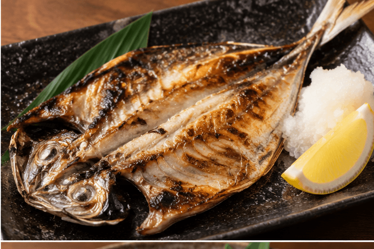 Japanese horse mackerel: Shioyaki — salt-grilled