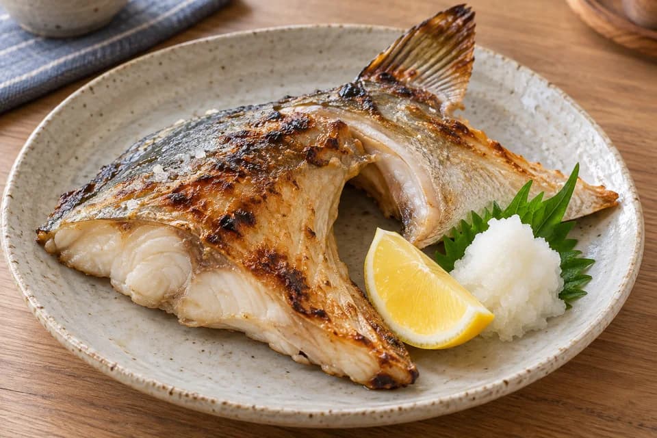 ヒラマサのカマの塩焼き