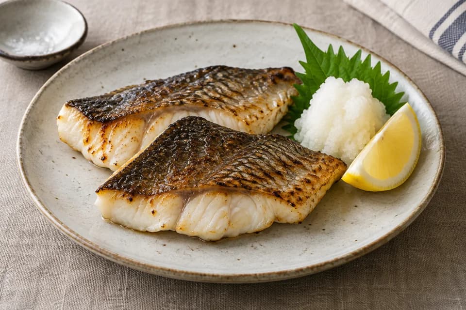 ヒラスズキの塩焼き