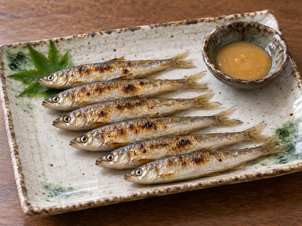 ホンモロコの素焼き・酢味噌添え