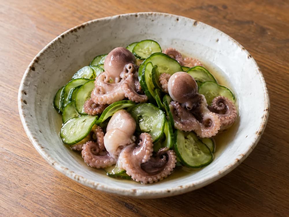 イイダコのきゅうりとの酢の物