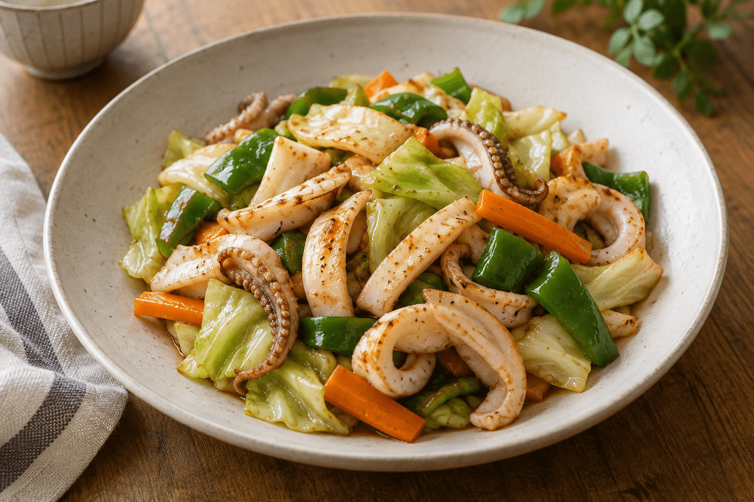 コウイカの野菜炒め