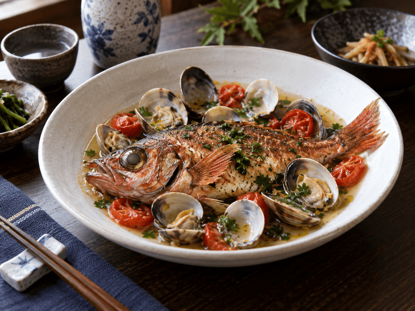 Japanese rockfish: Acqua pazza — fish in a light broth