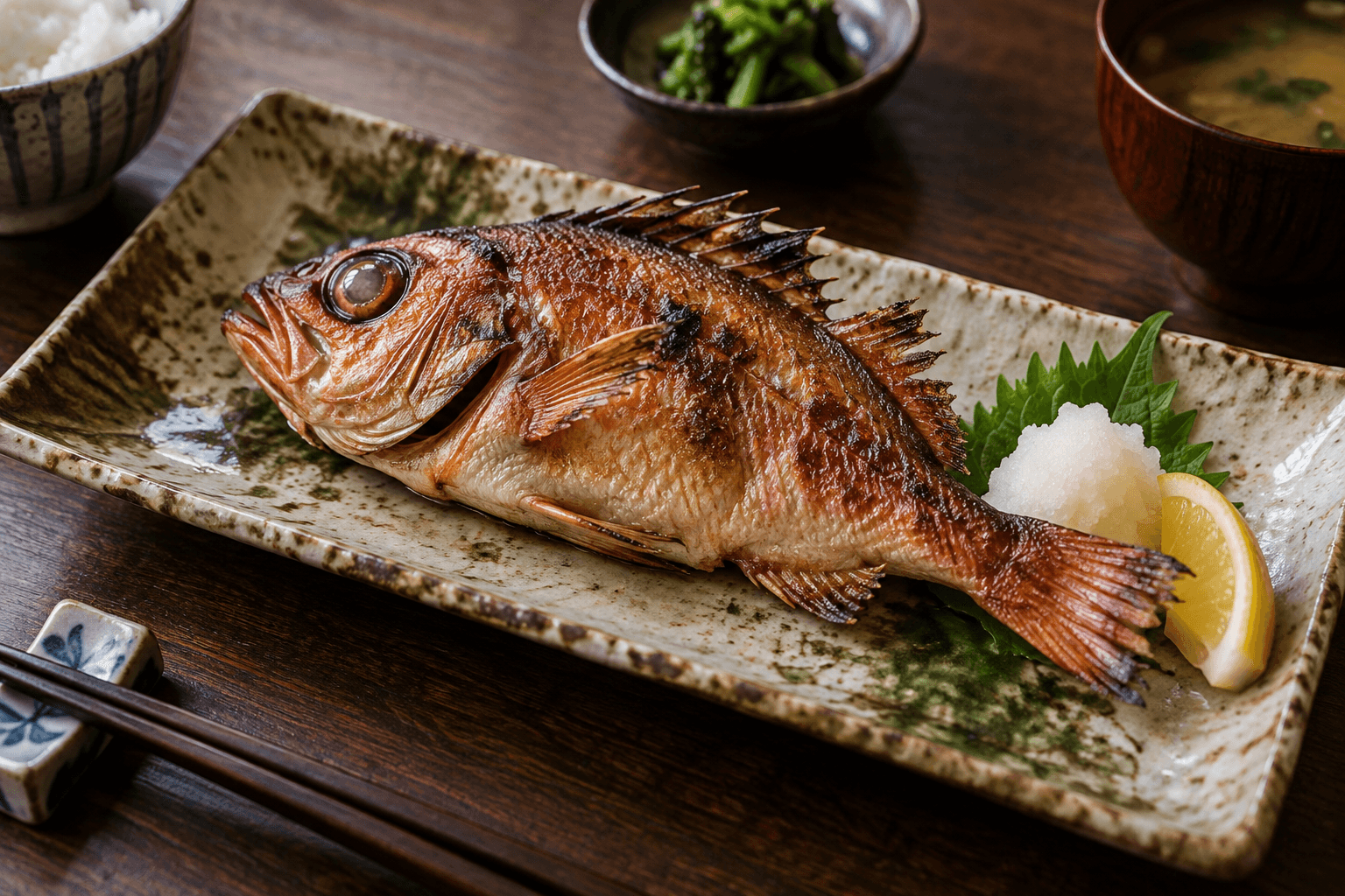Japanese rockfish: Shioyaki — salt-grilled