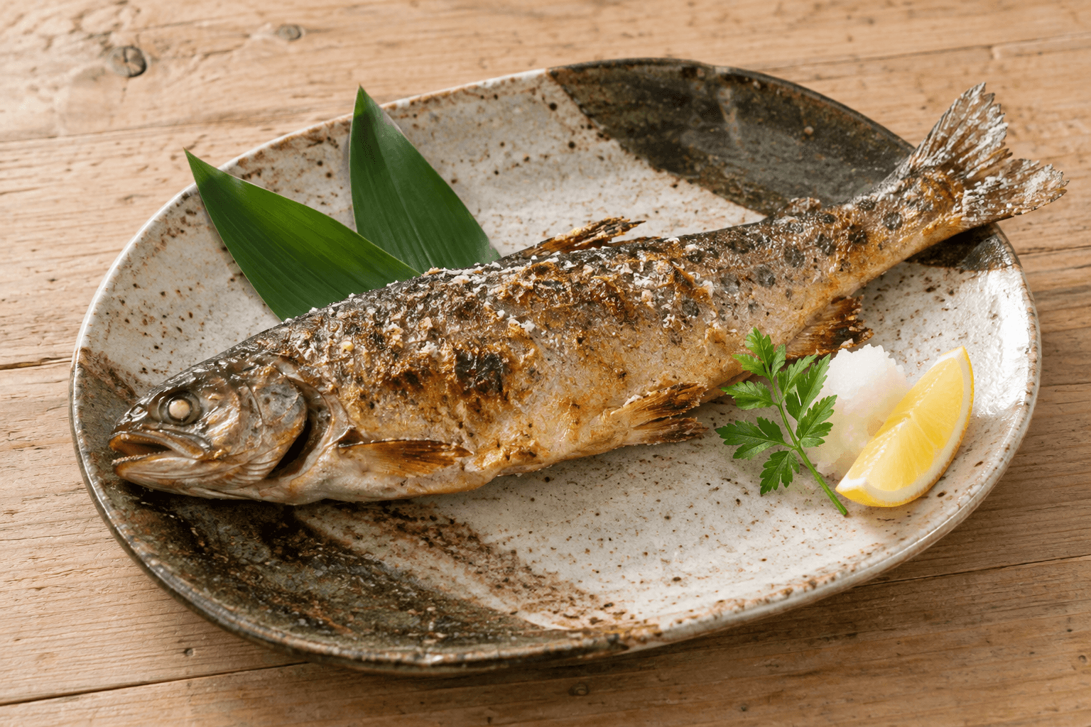 ニジマスの塩焼き
