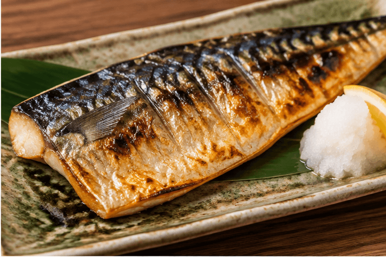 Chub mackerel: Shioyaki — salt-grilled