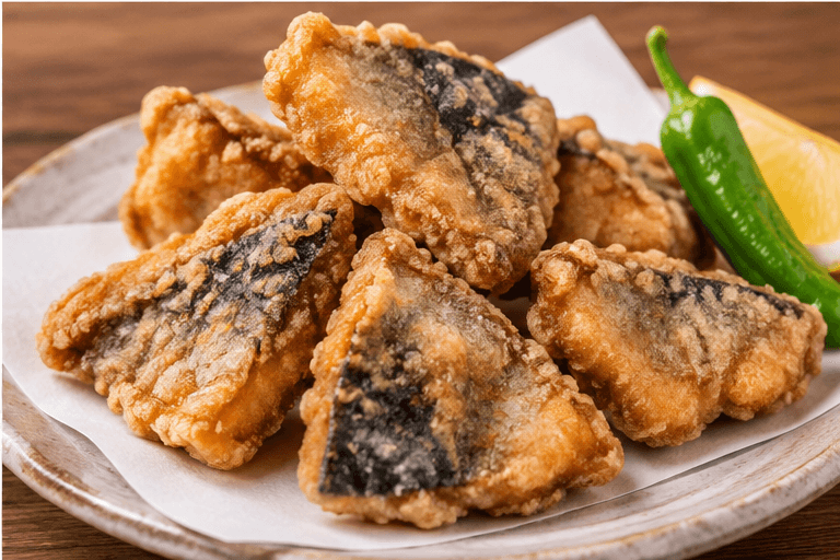 Chub mackerel: Tatsuta-age — ginger-soy fried mackerel