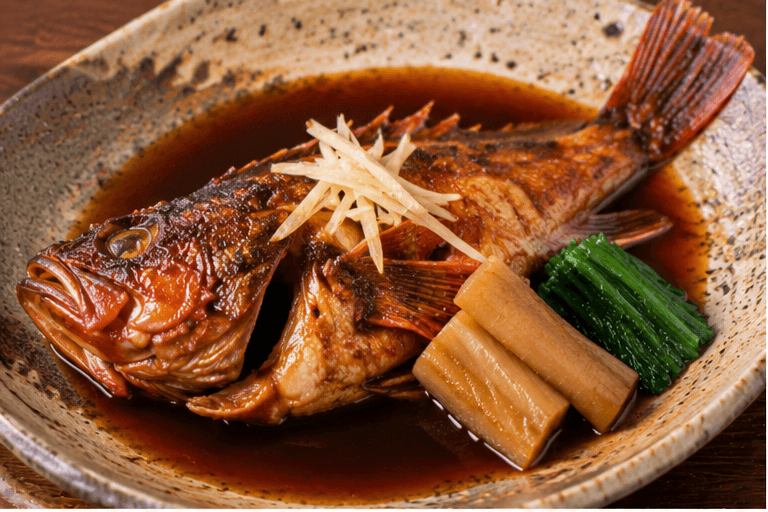 Marbled rockfish: Nitsuke — soy-simmered