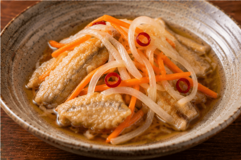 Japanese whiting: Nanbanzuke — fried fish in sweet vinegar